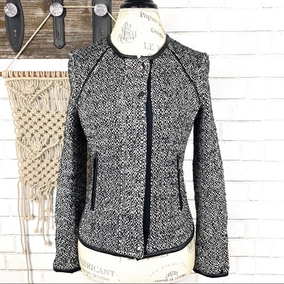 Zara Jackets & Blazers - Zara Basics Tweed blazer faux leather trim